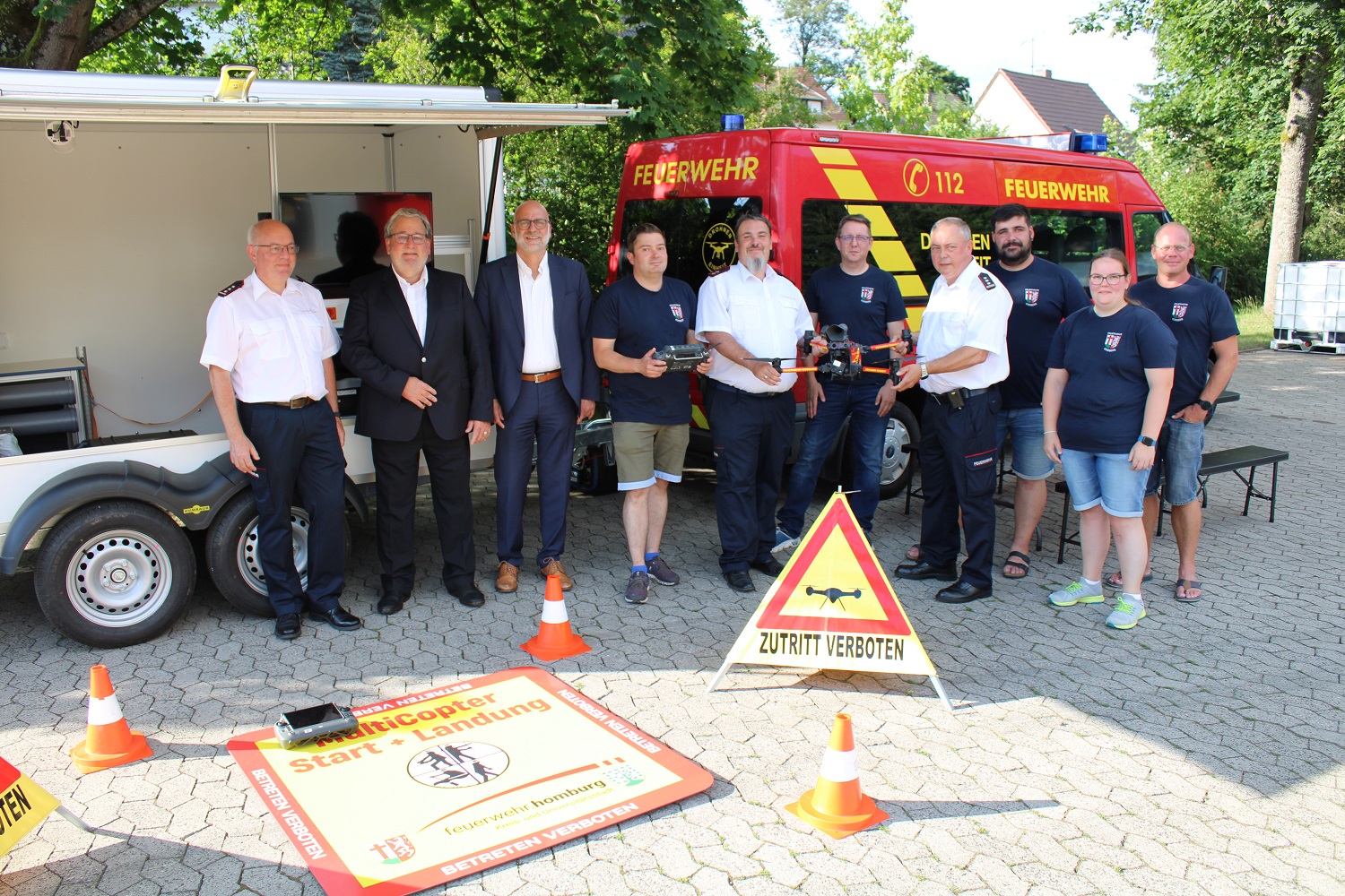 Feuerwehr Homburg mit neuer Drohne und Anhänger